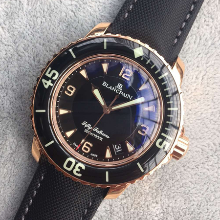 blancpain/宝铂手表 五十噚系列 18k玫瑰金 大号运动机械男表 5015